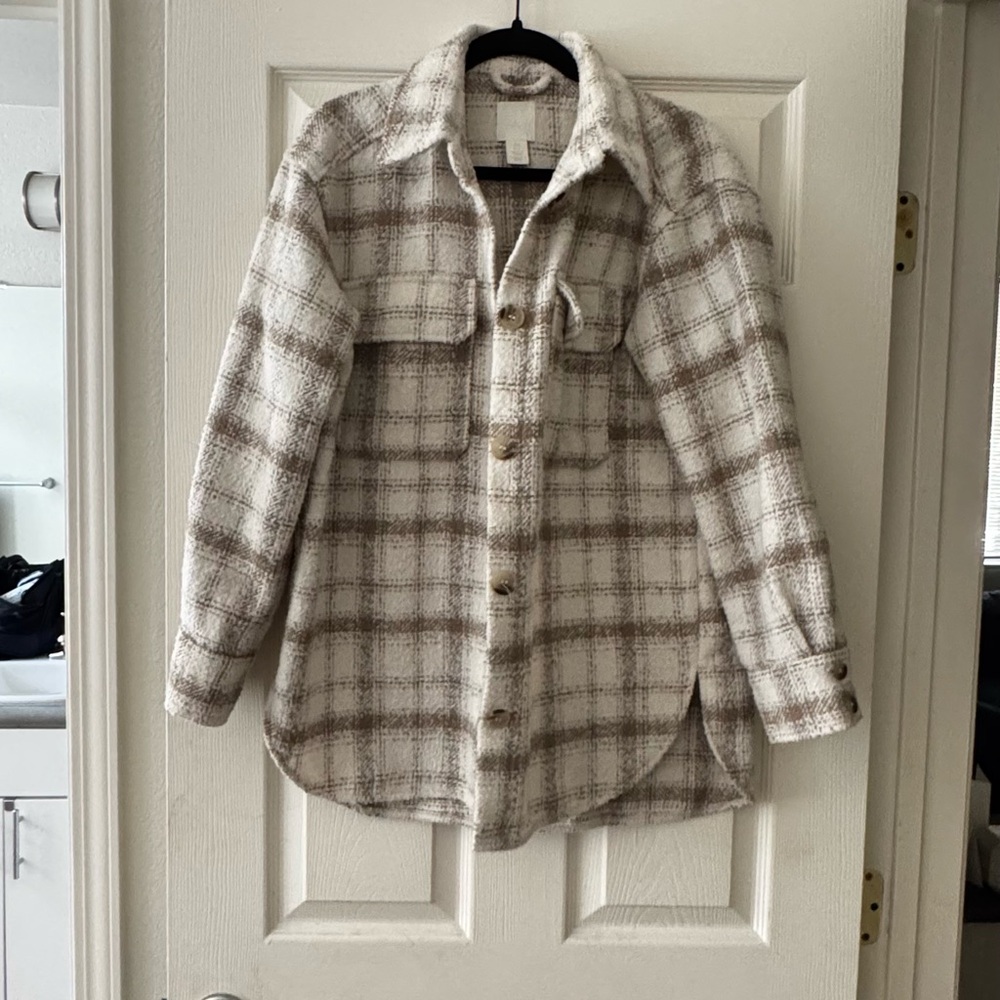 H&M Cream and Brown Textured Jacket